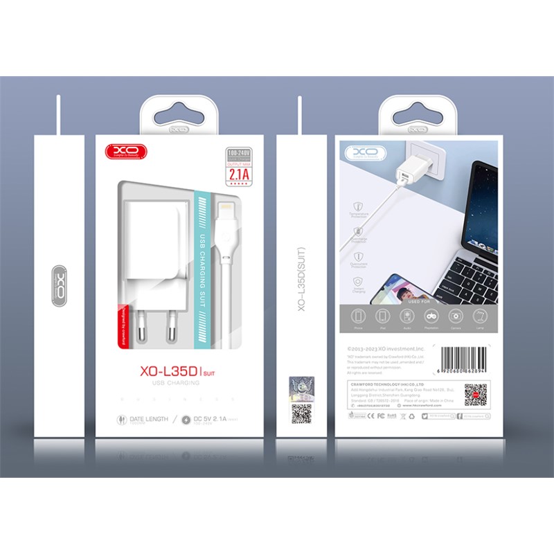 XO L35D APPLE PUNJAČ 2.1A DVA PORTA SA KABLOM