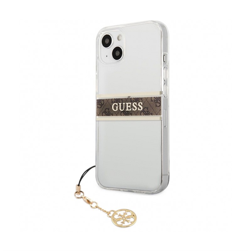 GUESS 4G BROWN STRIPE MASKICA ZA IPHONE 13 PRO TRANSPARENT
